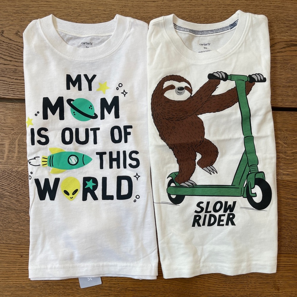 [Brand New] 2pcs of boy long sleeves graphic tees (5T)